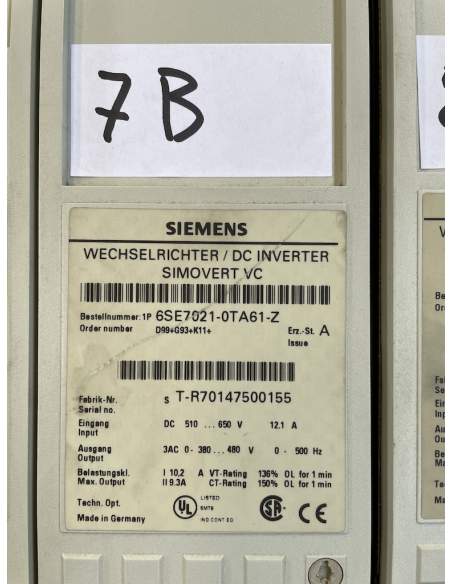 1 x Inverter Siemens SIMOVERT Masterdrive  6SE7021-0TA61-Z
