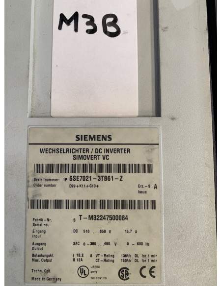 1 x Inverter Siemens SIMOVERT Masterdrive 6SE7021-3TB61-Z